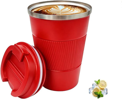 Coffee Mug with Leak Proof Lid, Travel Mug Stainless Steel Tumbler, Double Wall Vacuum Insulated Coffee Cup, Reusable Thermal Cup for Car, Office, Outdoor,for Men&Women (White V3, 12OZ)