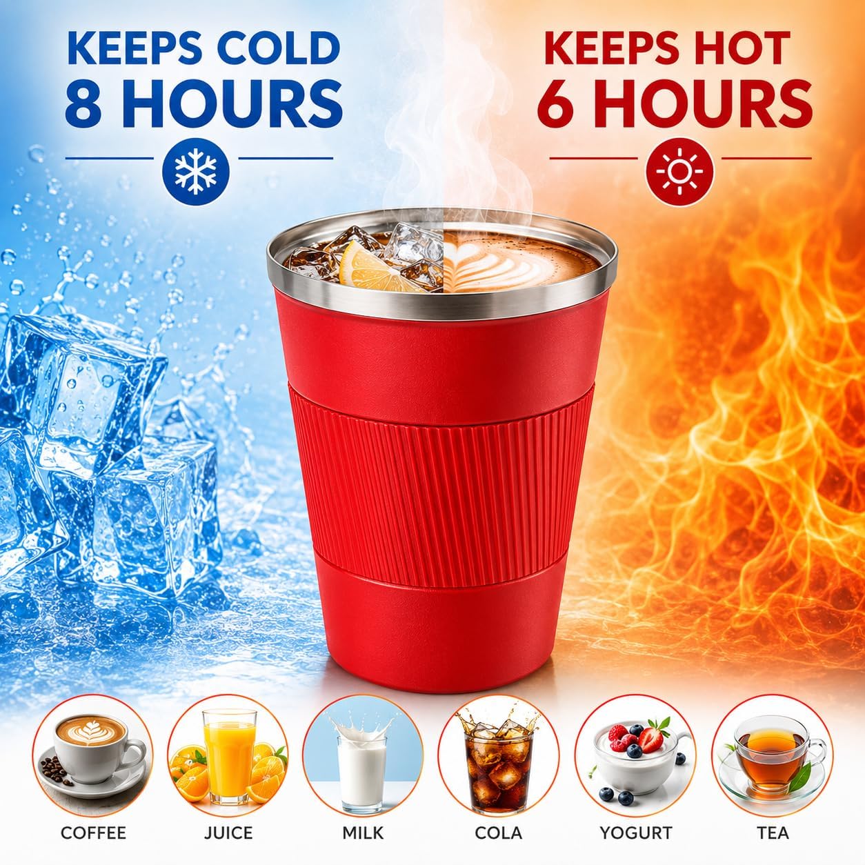 Coffee Mug with Leak Proof Lid, Travel Mug Stainless Steel Tumbler, Double Wall Vacuum Insulated Coffee Cup, Reusable Thermal Cup for Car, Office, Outdoor,for Men&Women (White V3, 12OZ)