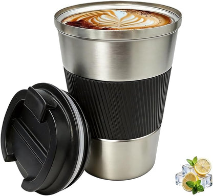 Coffee Mug with Leak Proof Lid, Travel Mug Stainless Steel Tumbler, Double Wall Vacuum Insulated Coffee Cup, Reusable Thermal Cup for Car, Office, Outdoor,for Men&Women (White V3, 12OZ)