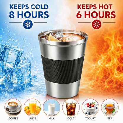 Coffee Mug with Leak Proof Lid, Travel Mug Stainless Steel Tumbler, Double Wall Vacuum Insulated Coffee Cup, Reusable Thermal Cup for Car, Office, Outdoor,for Men&Women (White V3, 12OZ)