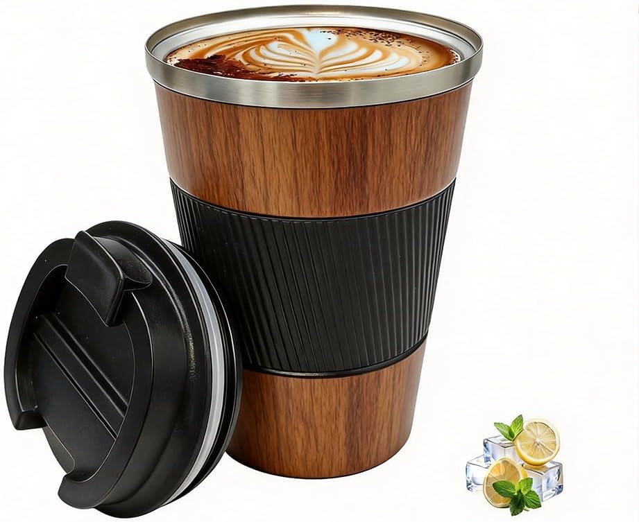 Coffee Mug with Leak Proof Lid, Travel Mug Stainless Steel Tumbler, Double Wall Vacuum Insulated Coffee Cup, Reusable Thermal Cup for Car, Office, Outdoor,for Men&Women (White V3, 12OZ)