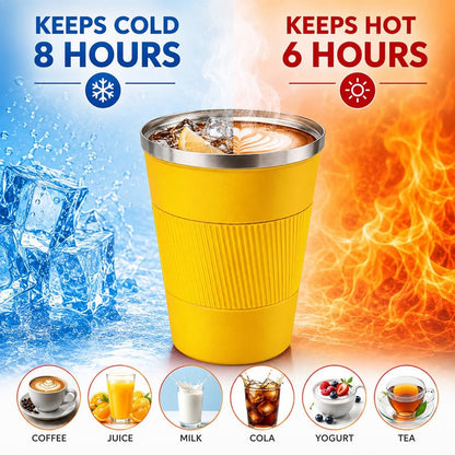 Coffee Mug with Leak Proof Lid, Travel Mug Stainless Steel Tumbler, Double Wall Vacuum Insulated Coffee Cup, Reusable Thermal Cup for Car, Office, Outdoor,for Men&Women (White V3, 12OZ)