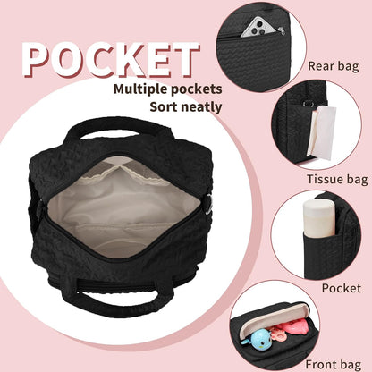 Small Diaper Bag Tote, Crossbody Diaper Bag Mini Purse with 8 Pockets