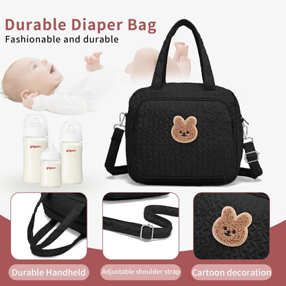 Small Diaper Bag Tote, Crossbody Diaper Bag Mini Purse with 8 Pockets