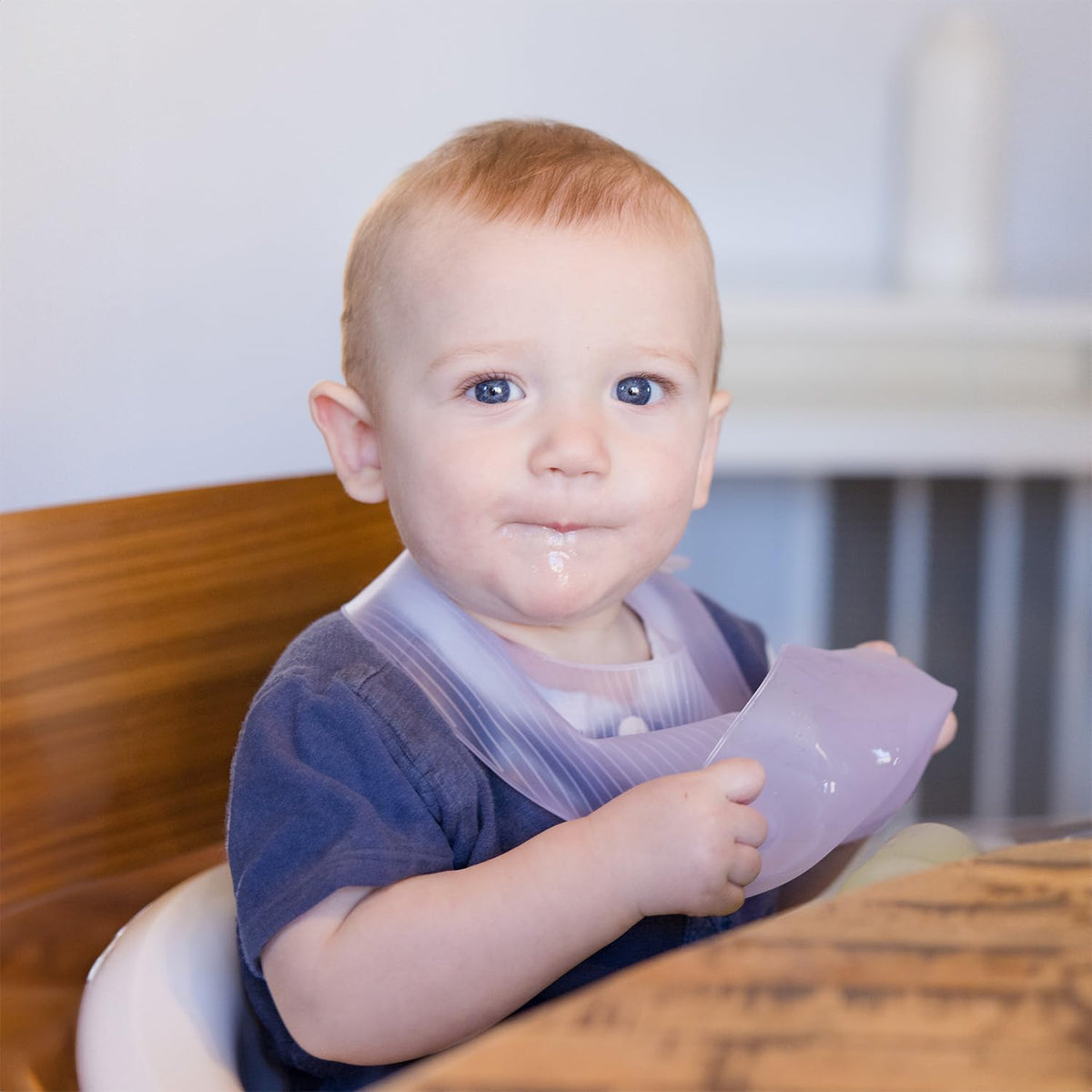 Advanced Feeding Set Fold N Go Silicone Baby Bib w Travel Case (Lilac)
