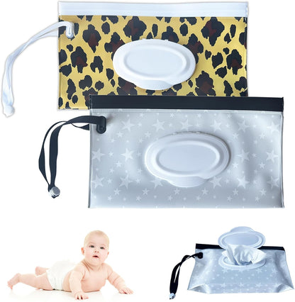 Baby Wipe Dispenser, Portable Baby Wipe Holder Refillable Wet Wipes Container for outdoor Reusable Travel Baby Wipes Case Wet Wipe Pouch Wipe Holder Keeps Fresh Wet for Travel Camping hiking