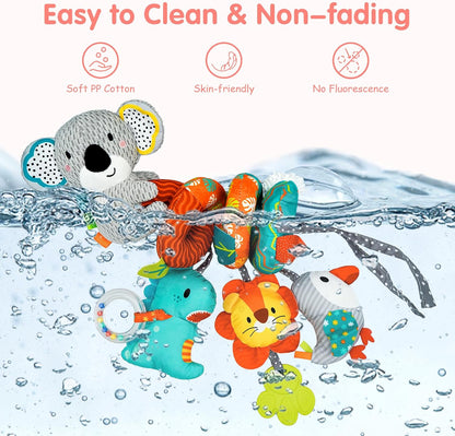 Musical Car Seat Toys Newborn Toys, Stroller Toys Baby Toys 0-6 Months Infant Toys, Baby Toys for Carseat Stroller Crib with Rattles Teether, Baby Toys for 0 3 6 9 12 Boys Girls Enfants