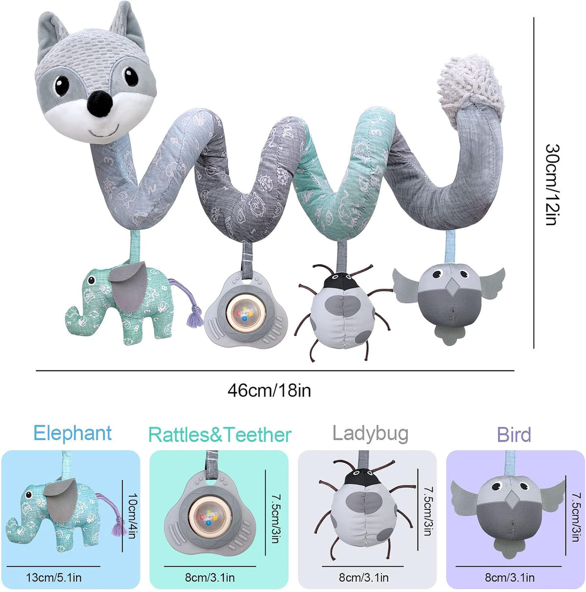 Musical Car Seat Toys Newborn Toys, Stroller Toys Baby Toys 0-6 Months Infant Toys, Baby Toys for Carseat Stroller Crib with Rattles Teether, Baby Toys for 0 3 6 9 12 Boys Girls Enfants