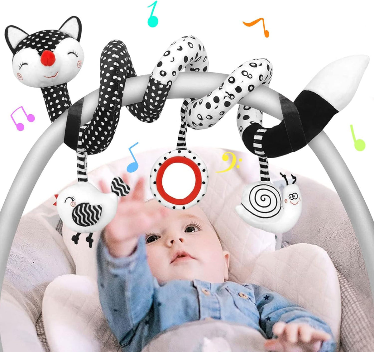 Musical Car Seat Toys Newborn Toys, Stroller Toys Baby Toys 0-6 Months Infant Toys, Baby Toys for Carseat Stroller Crib with Rattles Teether, Baby Toys for 0 3 6 9 12 Boys Girls Enfants