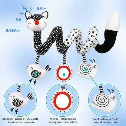 Musical Car Seat Toys Newborn Toys, Stroller Toys Baby Toys 0-6 Months Infant Toys, Baby Toys for Carseat Stroller Crib with Rattles Teether, Baby Toys for 0 3 6 9 12 Boys Girls Enfants