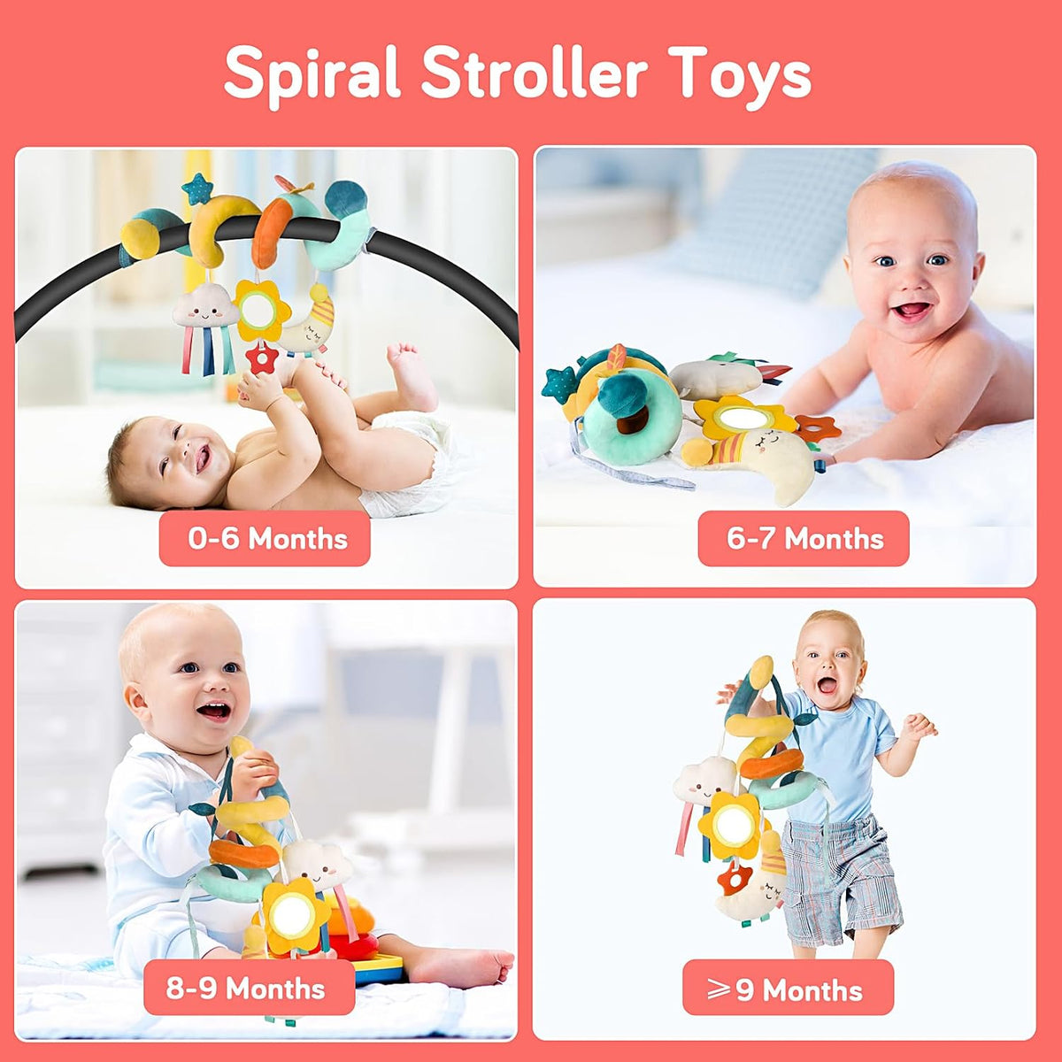 Musical Car Seat Toys Newborn Toys, Stroller Toys Baby Toys 0-6 Months Infant Toys, Baby Toys for Carseat Stroller Crib with Rattles Teether, Baby Toys for 0 3 6 9 12 Boys Girls Enfants