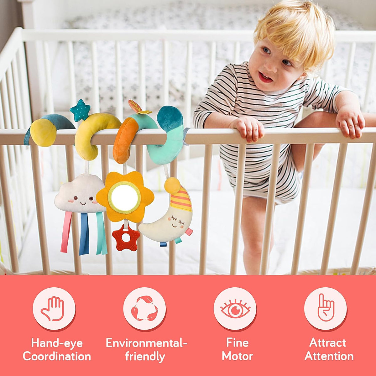 Musical Car Seat Toys Newborn Toys, Stroller Toys Baby Toys 0-6 Months Infant Toys, Baby Toys for Carseat Stroller Crib with Rattles Teether, Baby Toys for 0 3 6 9 12 Boys Girls Enfants