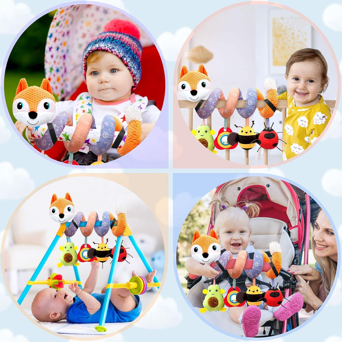 Musical Car Seat Toys Newborn Toys, Stroller Toys Baby Toys 0-6 Months Infant Toys, Baby Toys for Carseat Stroller Crib with Rattles Teether, Baby Toys for 0 3 6 9 12 Boys Girls Enfants
