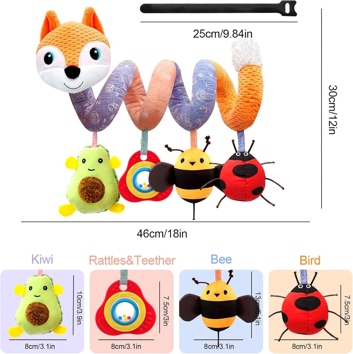 Musical Car Seat Toys Newborn Toys, Stroller Toys Baby Toys 0-6 Months Infant Toys, Baby Toys for Carseat Stroller Crib with Rattles Teether, Baby Toys for 0 3 6 9 12 Boys Girls Enfants