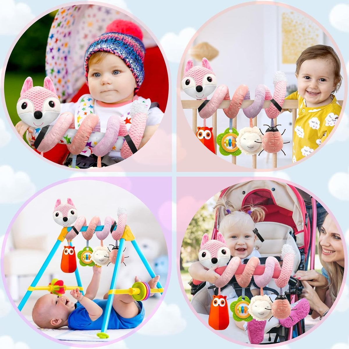 Musical Car Seat Toys Newborn Toys, Stroller Toys Baby Toys 0-6 Months Infant Toys, Baby Toys for Carseat Stroller Crib with Rattles Teether, Baby Toys for 0 3 6 9 12 Boys Girls Enfants