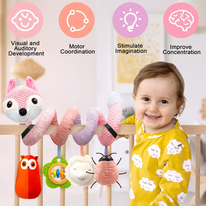 Musical Car Seat Toys Newborn Toys, Stroller Toys Baby Toys 0-6 Months Infant Toys, Baby Toys for Carseat Stroller Crib with Rattles Teether, Baby Toys for 0 3 6 9 12 Boys Girls Enfants