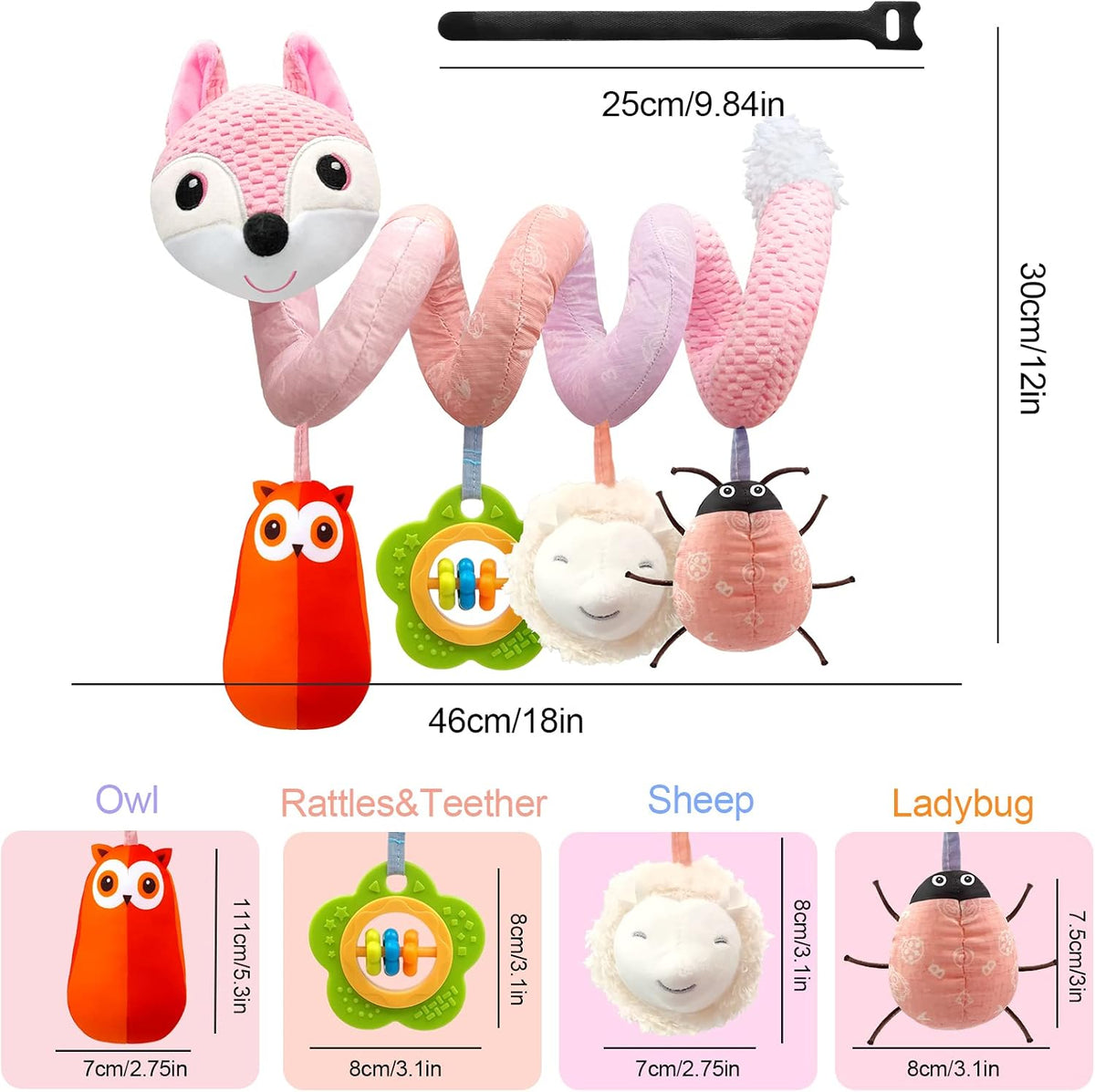 Musical Car Seat Toys Newborn Toys, Stroller Toys Baby Toys 0-6 Months Infant Toys, Baby Toys for Carseat Stroller Crib with Rattles Teether, Baby Toys for 0 3 6 9 12 Boys Girls Enfants
