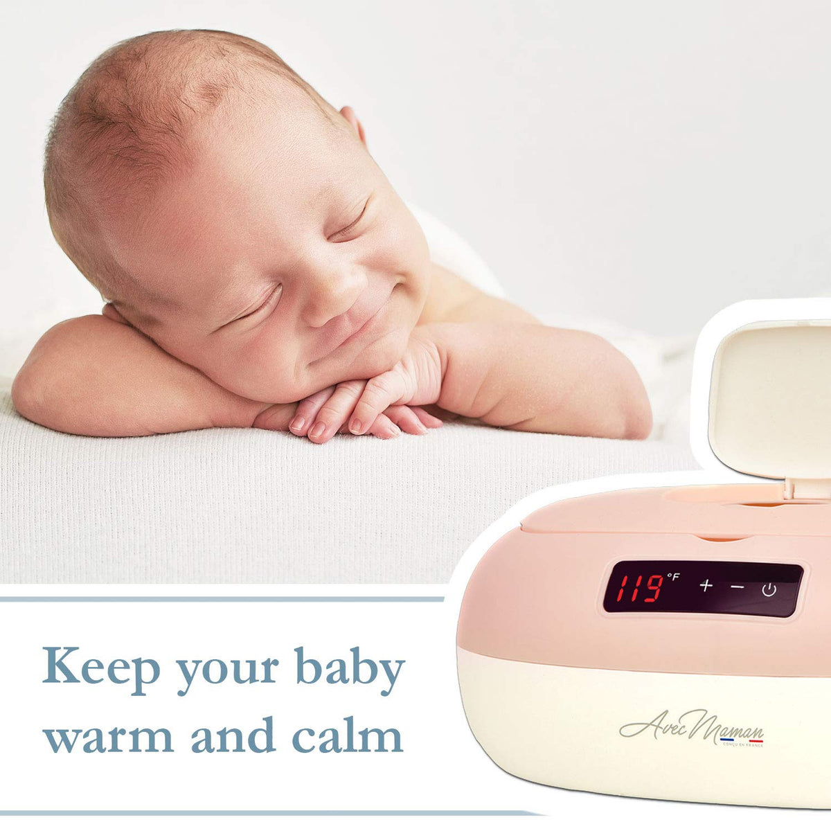 La Caresse Baby Wipe Warmer - Baby Essentials for Girls - Wet Wipe Dispenser - Adjustable Heat Settings Digital Display - Pink - Calentador de Wipes para Bebes - Blue