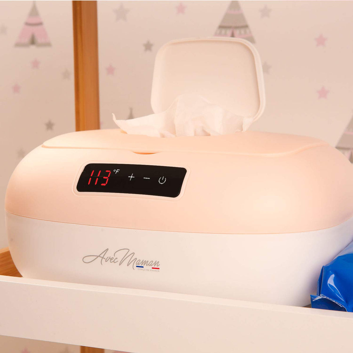 La Caresse Baby Wipe Warmer - Baby Essentials for Girls - Wet Wipe Dispenser - Adjustable Heat Settings Digital Display - Pink - Calentador de Wipes para Bebes - Blue