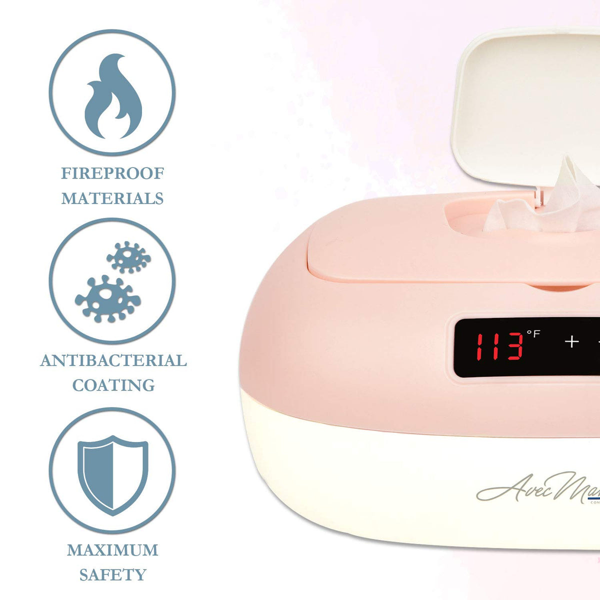 La Caresse Baby Wipe Warmer - Baby Essentials for Girls - Wet Wipe Dispenser - Adjustable Heat Settings Digital Display - Pink - Calentador de Wipes para Bebes - Blue