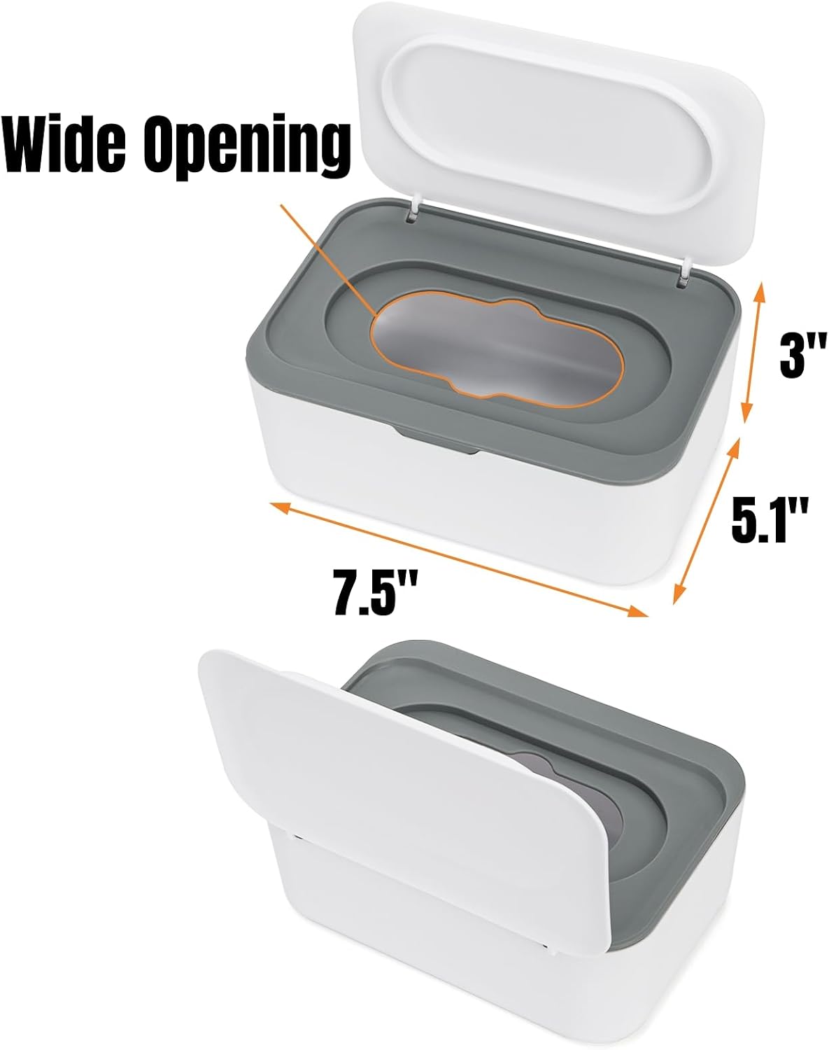 6 Pcs Baby Wipes Dispenser, Easy Pull Wipe Holder with Concave Surface Lid, Non-slip Wipe Cases Containers with Sealing Design for Bathroom, Baby Nursery, Grey