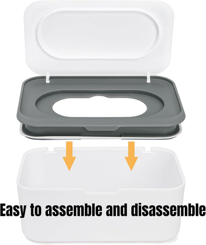 6 Pcs Baby Wipes Dispenser, Easy Pull Wipe Holder with Concave Surface Lid, Non-slip Wipe Cases Containers with Sealing Design for Bathroom, Baby Nursery, Grey