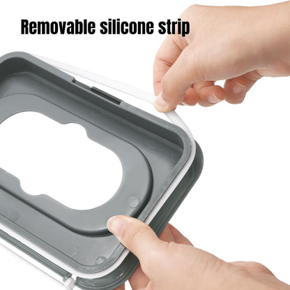 6 Pcs Baby Wipes Dispenser, Easy Pull Wipe Holder with Concave Surface Lid, Non-slip Wipe Cases Containers with Sealing Design for Bathroom, Baby Nursery, Grey