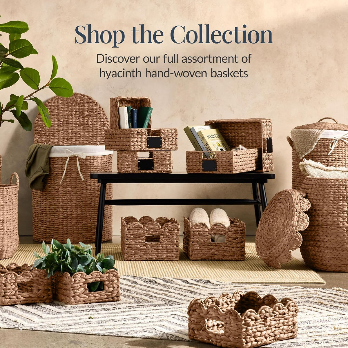 Half Moon Laundry Hamper w/Lid, Woven Half Round Laundry Basket, w/Removable Liner & Bult-in Handles for Bathroom, Bedroom & Laundry Room - Chestnut