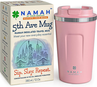 NAMAH® 12oz Insulated Stainless Steel Coffee Mug with Lid – Double Wall Vacuum Insulated Travel Cup for Hot & Cold Drinks – Leakproof Reusable Tumbler for Coffee, Tea & Cocoa – Forest Olive Green