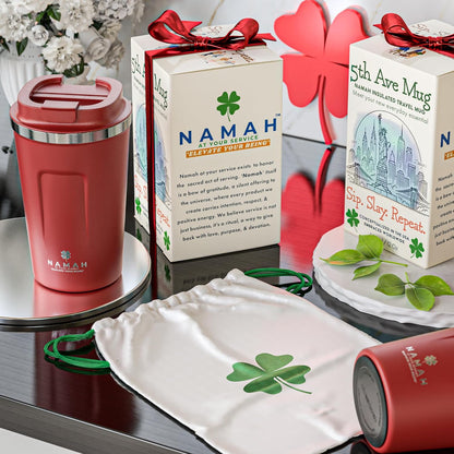 NAMAH® 12oz Insulated Stainless Steel Coffee Mug with Lid – Double Wall Vacuum Insulated Travel Cup for Hot & Cold Drinks – Leakproof Reusable Tumbler for Coffee, Tea & Cocoa – Forest Olive Green