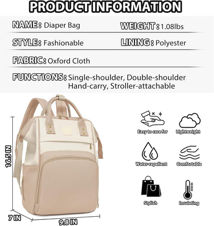 Baby Diaper Bag, Nappy Changing Backpack with Insulated Pockets,Multi-Waterproof Backpack Baby Essentials Travel for for Boys Girls, Multipurpose Travel Back Pack Moms Dads(Green)