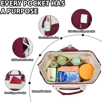 Baby Diaper Bag, Nappy Changing Backpack with Insulated Pockets,Multi-Waterproof Backpack Baby Essentials Travel for for Boys Girls, Multipurpose Travel Back Pack Moms Dads(Green)