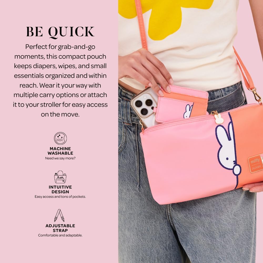 Miffy Flower Fields Diaper Clutch Wristlet with Crossbody Strap Case