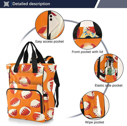 Diaper Bag Backpack, Multifunction Travel Bag for Moms Dads, Baby Changing Bag with Insulted Pockets, Stroller Straps and Side Bottle Pockets Rugby