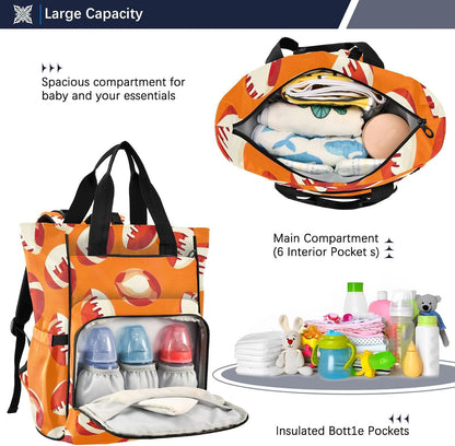 Diaper Bag Backpack, Multifunction Travel Bag for Moms Dads, Baby Changing Bag with Insulted Pockets, Stroller Straps and Side Bottle Pockets Rugby
