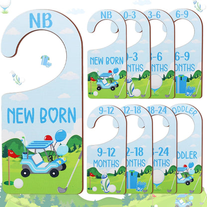 Baby Closet Dividers 8PCS, Outer Space Themed Wooden Double-Sided Clothes Size Hanger Organizer from Newborn to Toddler for Nursery Decor Baby Shower Birthday Gift Blue