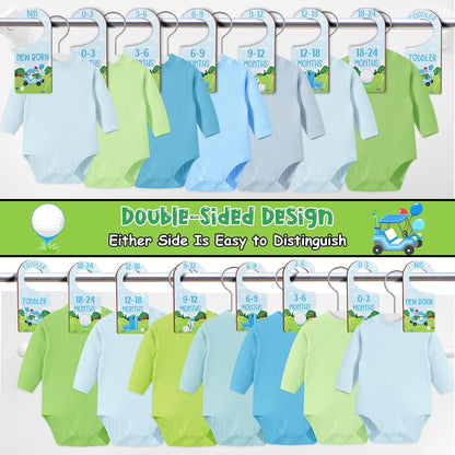 Baby Closet Dividers 8PCS, Outer Space Themed Wooden Double-Sided Clothes Size Hanger Organizer from Newborn to Toddler for Nursery Decor Baby Shower Birthday Gift Blue