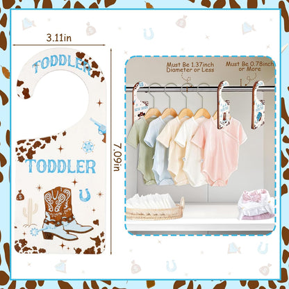 Baby Closet Dividers 8PCS, Outer Space Themed Wooden Double-Sided Clothes Size Hanger Organizer from Newborn to Toddler for Nursery Decor Baby Shower Birthday Gift Blue