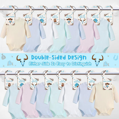 Baby Closet Dividers 8PCS, Outer Space Themed Wooden Double-Sided Clothes Size Hanger Organizer from Newborn to Toddler for Nursery Decor Baby Shower Birthday Gift Blue