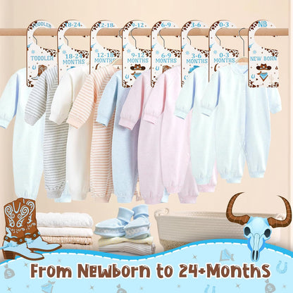 Baby Closet Dividers 8PCS, Outer Space Themed Wooden Double-Sided Clothes Size Hanger Organizer from Newborn to Toddler for Nursery Decor Baby Shower Birthday Gift Blue