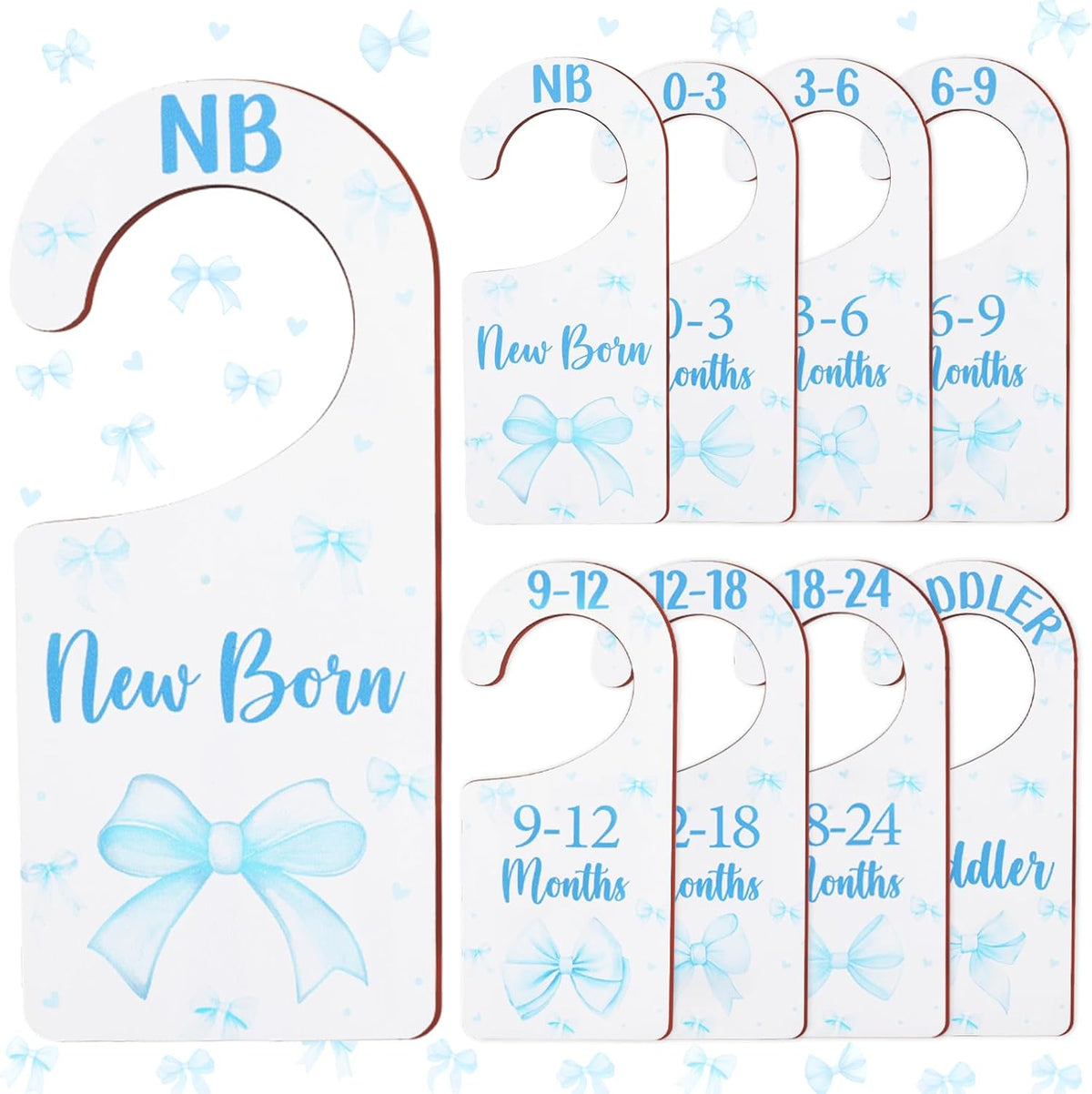 Baby Closet Dividers 8PCS, Outer Space Themed Wooden Double-Sided Clothes Size Hanger Organizer from Newborn to Toddler for Nursery Decor Baby Shower Birthday Gift Blue