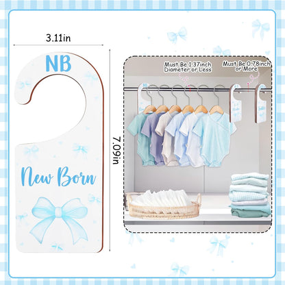 Baby Closet Dividers 8PCS, Outer Space Themed Wooden Double-Sided Clothes Size Hanger Organizer from Newborn to Toddler for Nursery Decor Baby Shower Birthday Gift Blue