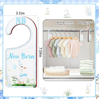Baby Closet Dividers 8PCS, Outer Space Themed Wooden Double-Sided Clothes Size Hanger Organizer from Newborn to Toddler for Nursery Decor Baby Shower Birthday Gift Blue