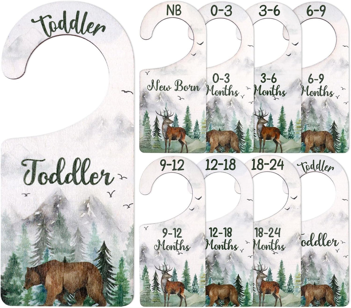 Baby Closet Dividers 8PCS, Outer Space Themed Wooden Double-Sided Clothes Size Hanger Organizer from Newborn to Toddler for Nursery Decor Baby Shower Birthday Gift Blue