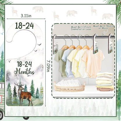 Baby Closet Dividers 8PCS, Outer Space Themed Wooden Double-Sided Clothes Size Hanger Organizer from Newborn to Toddler for Nursery Decor Baby Shower Birthday Gift Blue