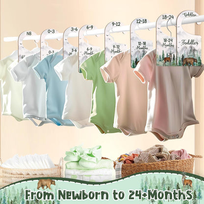 Baby Closet Dividers 8PCS, Outer Space Themed Wooden Double-Sided Clothes Size Hanger Organizer from Newborn to Toddler for Nursery Decor Baby Shower Birthday Gift Blue