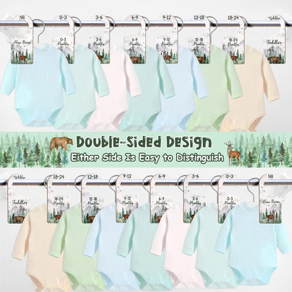 Baby Closet Dividers 8PCS, Outer Space Themed Wooden Double-Sided Clothes Size Hanger Organizer from Newborn to Toddler for Nursery Decor Baby Shower Birthday Gift Blue