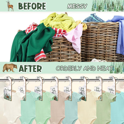 Baby Closet Dividers 8PCS, Outer Space Themed Wooden Double-Sided Clothes Size Hanger Organizer from Newborn to Toddler for Nursery Decor Baby Shower Birthday Gift Blue