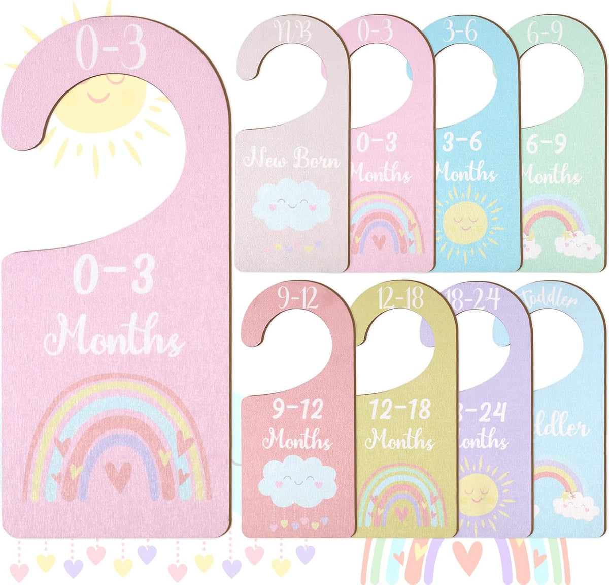 Baby Closet Dividers 8PCS, Outer Space Themed Wooden Double-Sided Clothes Size Hanger Organizer from Newborn to Toddler for Nursery Decor Baby Shower Birthday Gift Blue