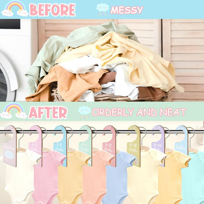 Baby Closet Dividers 8PCS, Outer Space Themed Wooden Double-Sided Clothes Size Hanger Organizer from Newborn to Toddler for Nursery Decor Baby Shower Birthday Gift Blue